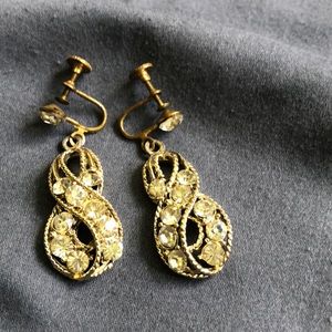 Antique costume clip earrings